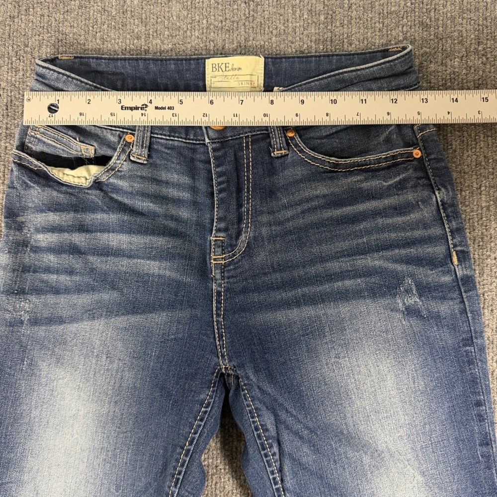 BKE Stella Skinny Jeans Womens 24R Medium Wash Distressed Whiskered Denim - Picture 6 of 16